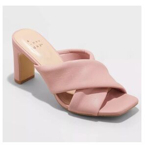 Women's Clementine Padded Crossband Mule Heels Pink - A New Day